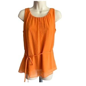 Banana Republic XS Orange Sleeveless Self Tie Blouse